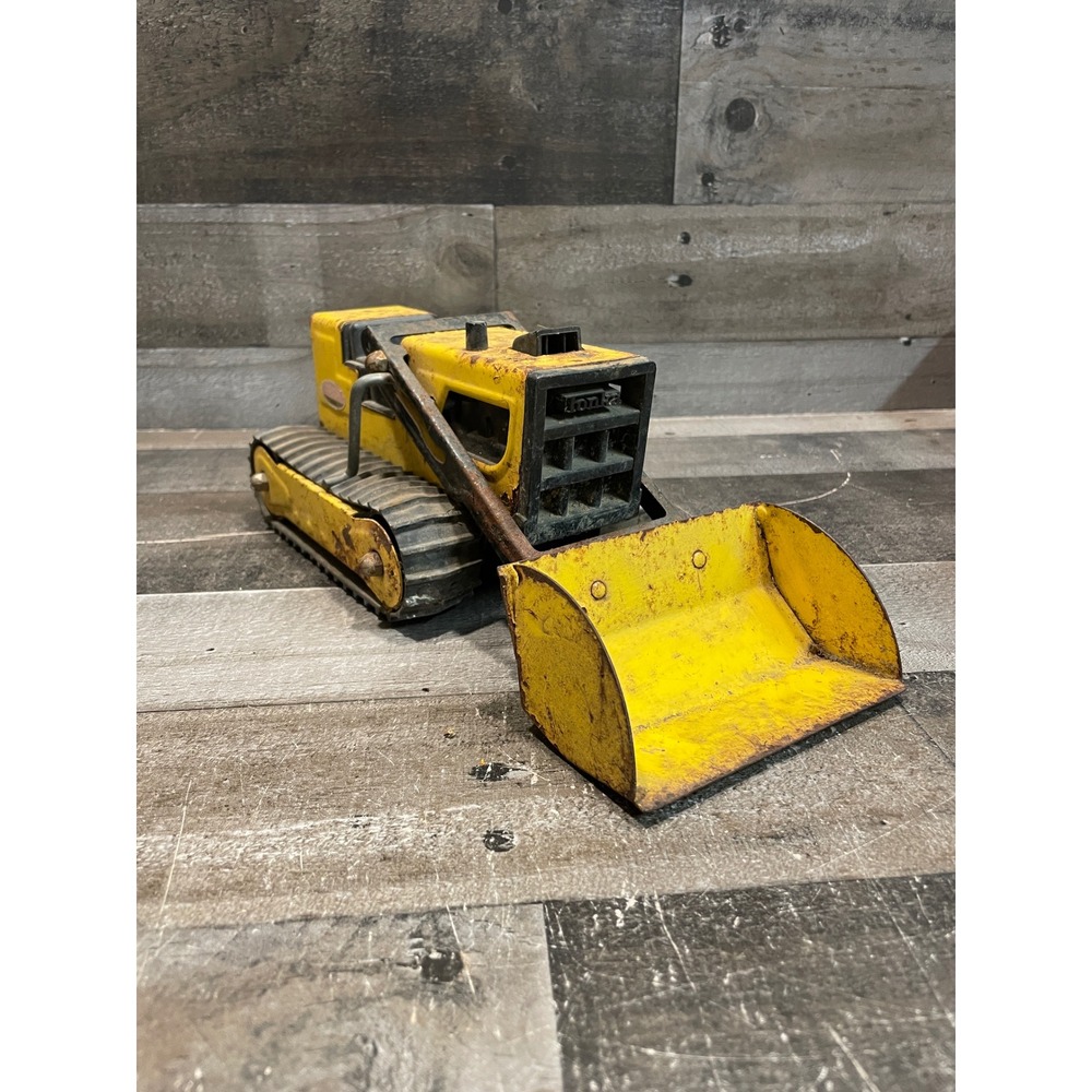 Vintage Tonka T-6 Crawler Loader Pressed Steel Toy Yellow Construction USA Made